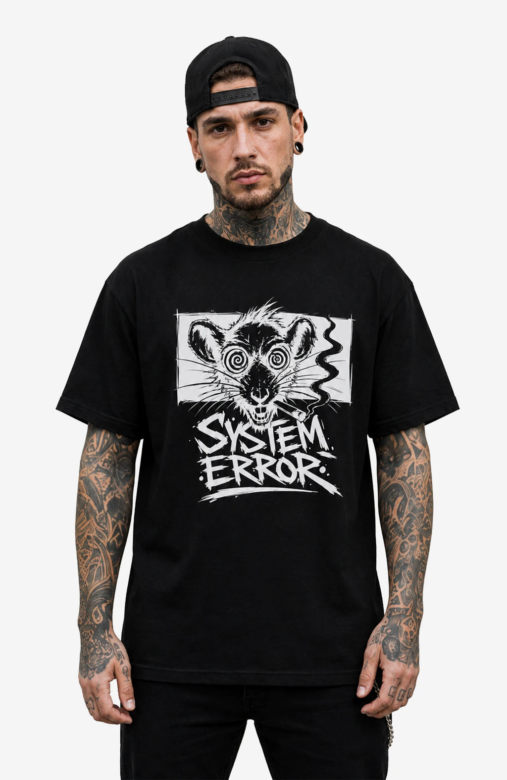System Error | T-Shirt | Herren | Black Edition Shirt SystemError-EnrolDesign-streetwear-skater-T-Shirt-Black-Front-EnrolShop-Mann01-Skatershirt