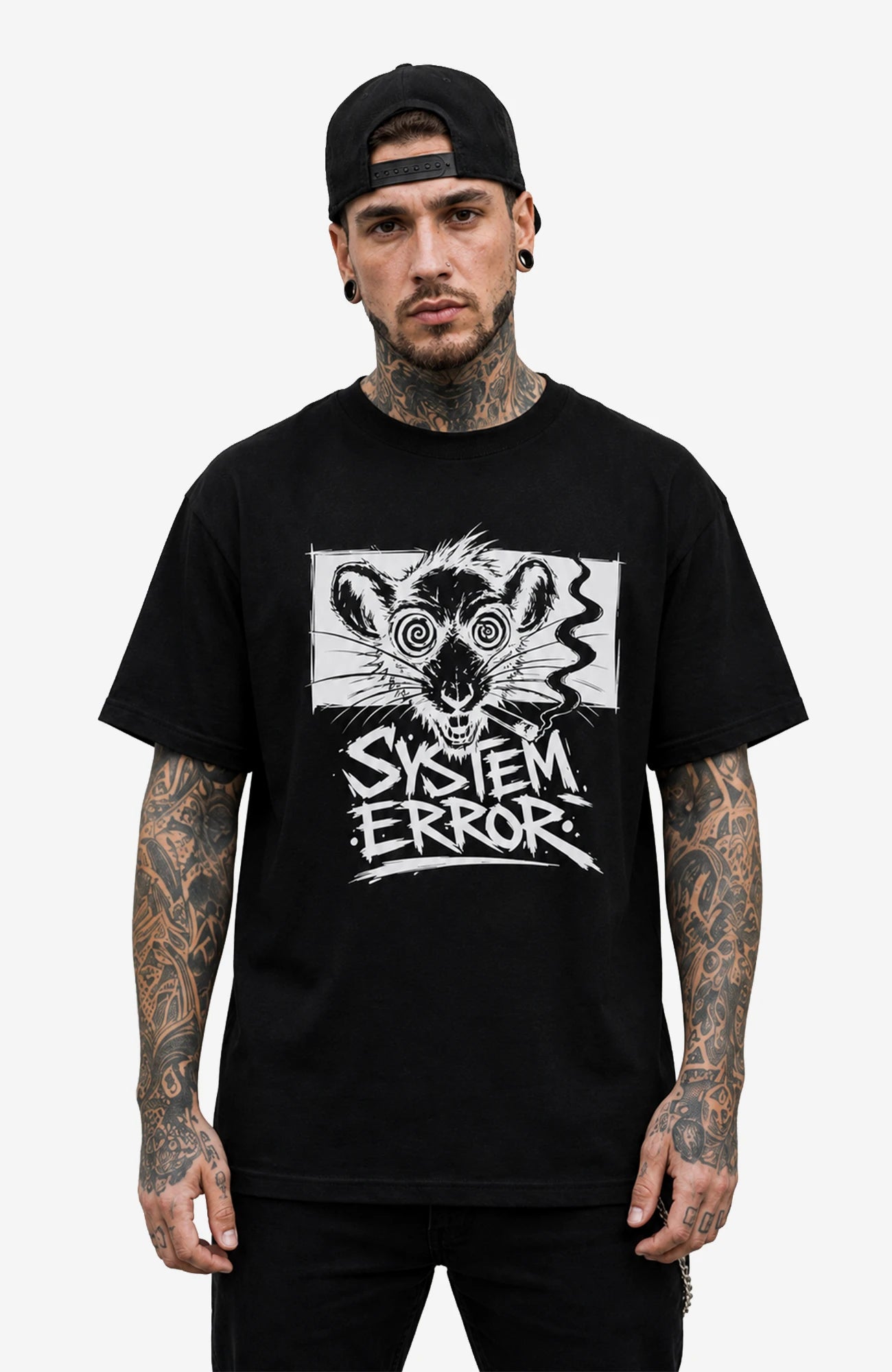 System Error | T-Shirt | Herren | Black Edition Shirt SystemError-EnrolDesign-streetwear-skater-T-Shirt-Black-Front-EnrolShop-Mann01-Skatershirt