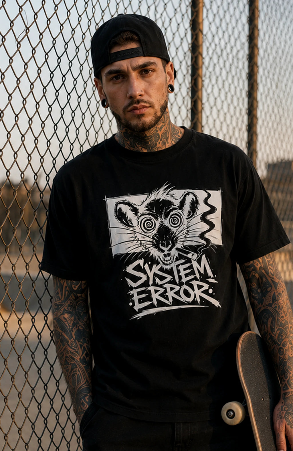 System Error | T-Shirt | Herren | Black Edition Shirt SystemError-EnrolDesign-streetwear-skater-T-Shirt-Black-Front-EnrolShop-Mann02-Skatershirt
