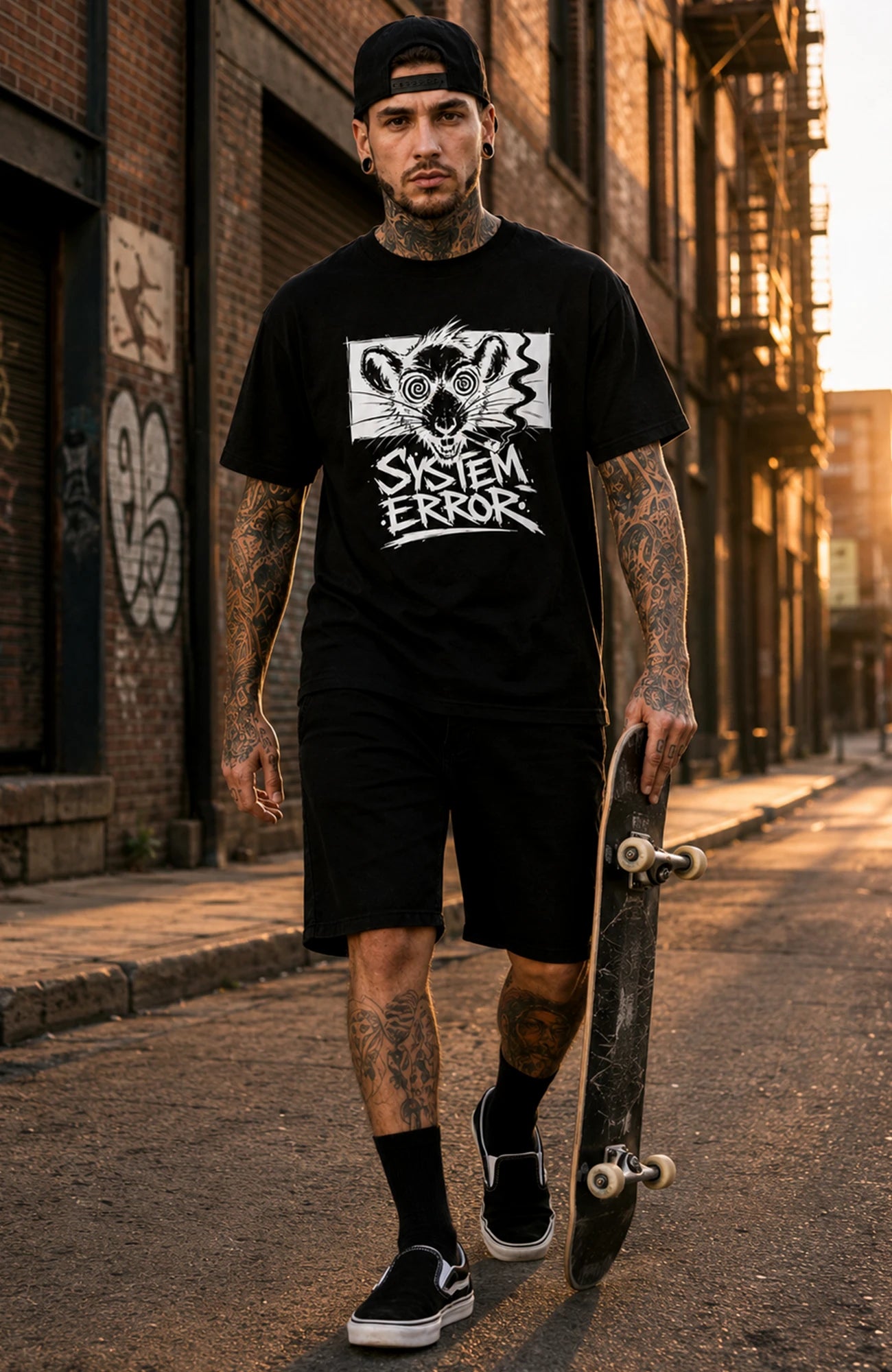 System Error | T-Shirt | Herren | Black Edition Shirt SystemError-EnrolDesign-streetwear-skater-T-Shirt-Black-Front-EnrolShop-Mann04-Skatershirt