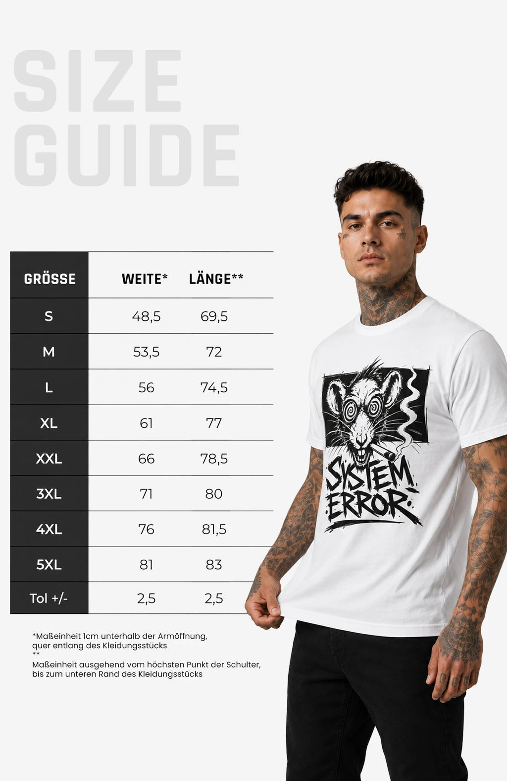 System Error | T-Shirt | Herren | White Edition Shirt SystemError-EnrolDesign-streetwear-skater-T-Shirt-white-Front-EnrolShop-Mann01-Skatershirt.SizeGuide