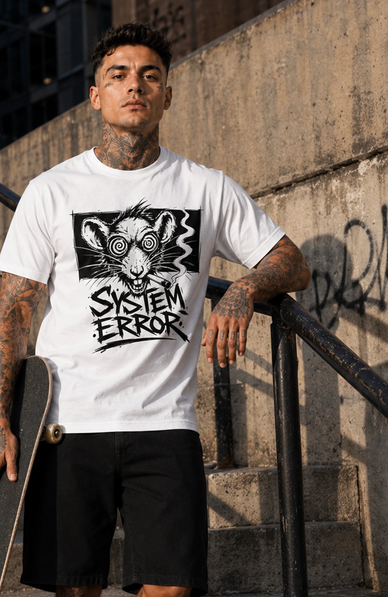 System Error | T-Shirt | Herren | White Edition Shirt SystemError-EnrolDesign-streetwear-skater-T-Shirt-white-Front-EnrolShop-Mann02-Skatershirt