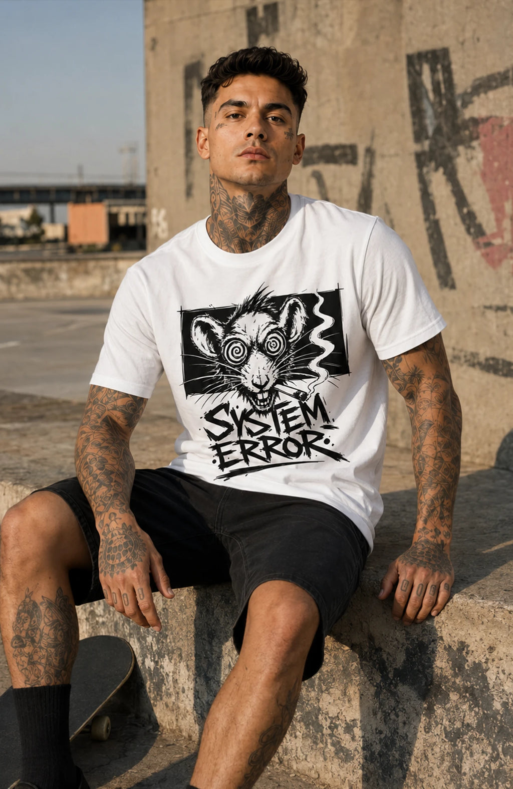 System Error | T-Shirt | Herren | White Edition Shirt SystemError-EnrolDesign-streetwear-skater-T-Shirt-white-Front-EnrolShop-Mann03-Skatershirt