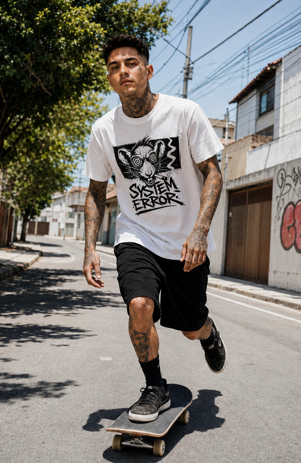 System Error | T-Shirt | Herren | White Edition Shirt SystemError-EnrolDesign-streetwear-skater-T-Shirt-white-Front-EnrolShop-Mann04-Skatershirt