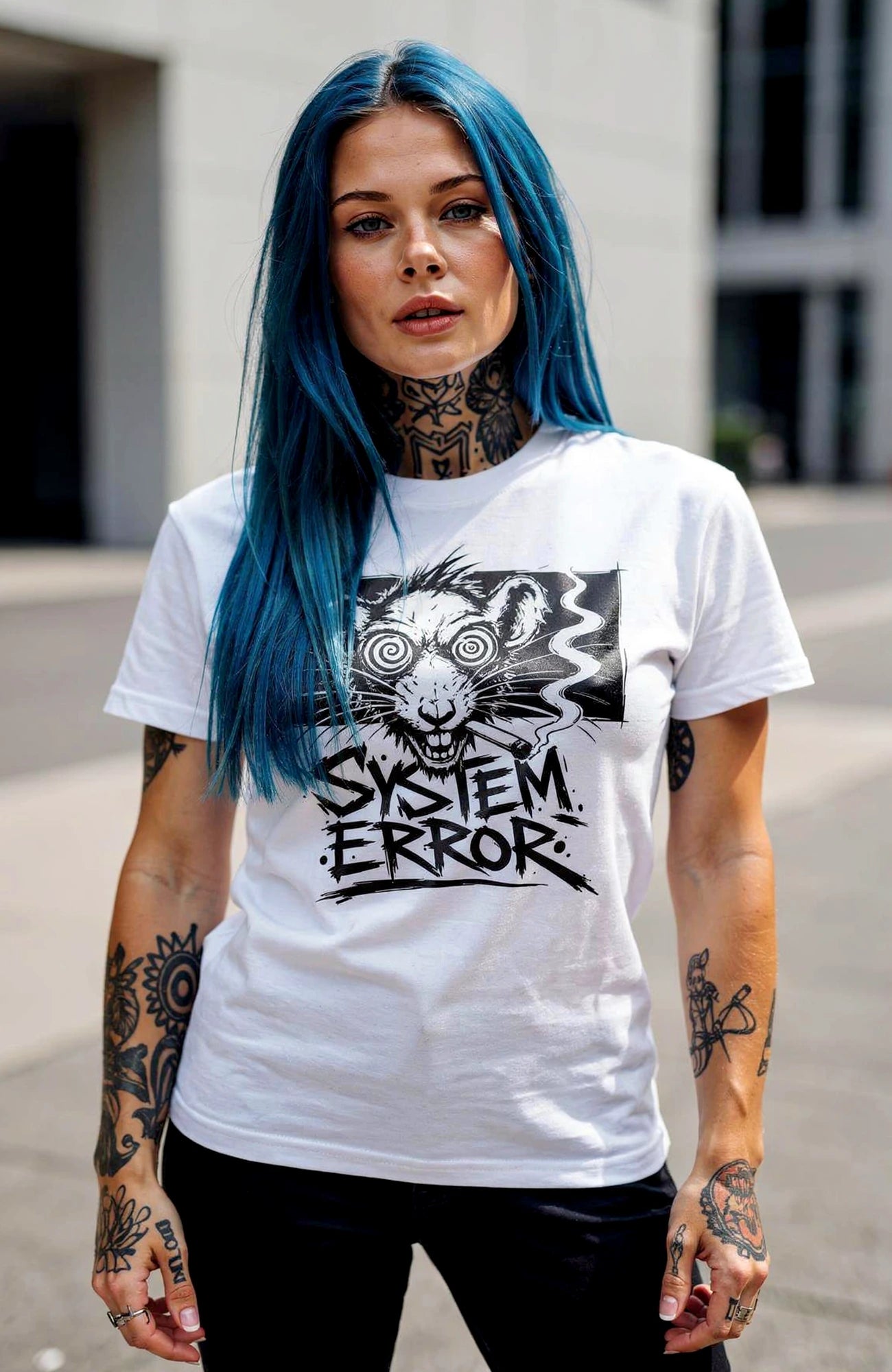 System Error T-Shirt – White Edition Shirt SystemError-EnrolDesign-streetwear-skater-T-Shirt-white-Front-EnrolShop-Model2