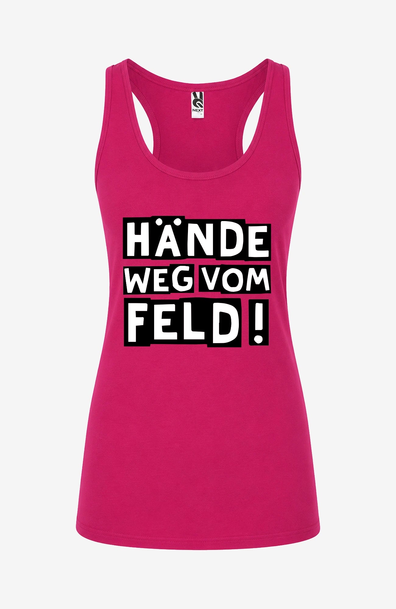 Hände weg vom Feld! | Tank Top | Damen | Tempelhofer Feld Berlin Statement Top Pink Tanktop Tempelhofer_Feld_-_Aermellos_-Pink-_Front_-_EnrolDesign_-_EnrolShop