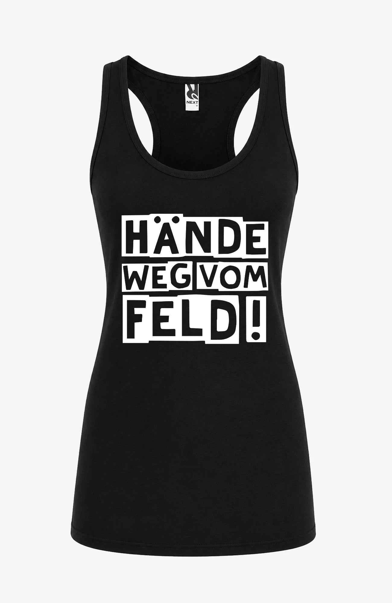 Hände weg vom Feld! | Tank Top | Damen | Tempelhofer Feld Berlin Statement Top Schwarz Tanktop Tempelhofer_Feld_-_Aermellos_-Schwarz_Front_-_EnrolDesign_-_EnrolShop