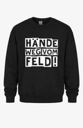 Hände weg vom Feld! | Unisex | Pullover | Tempelhofer Feld Berlin Statement Sweatshirt Schwarz Sweatshirt Tempelhofer_Feld_-_Pullover_-_Schwarz_-_Sandfarben-_Front_-_EnrolDesign_-_EnrolShop