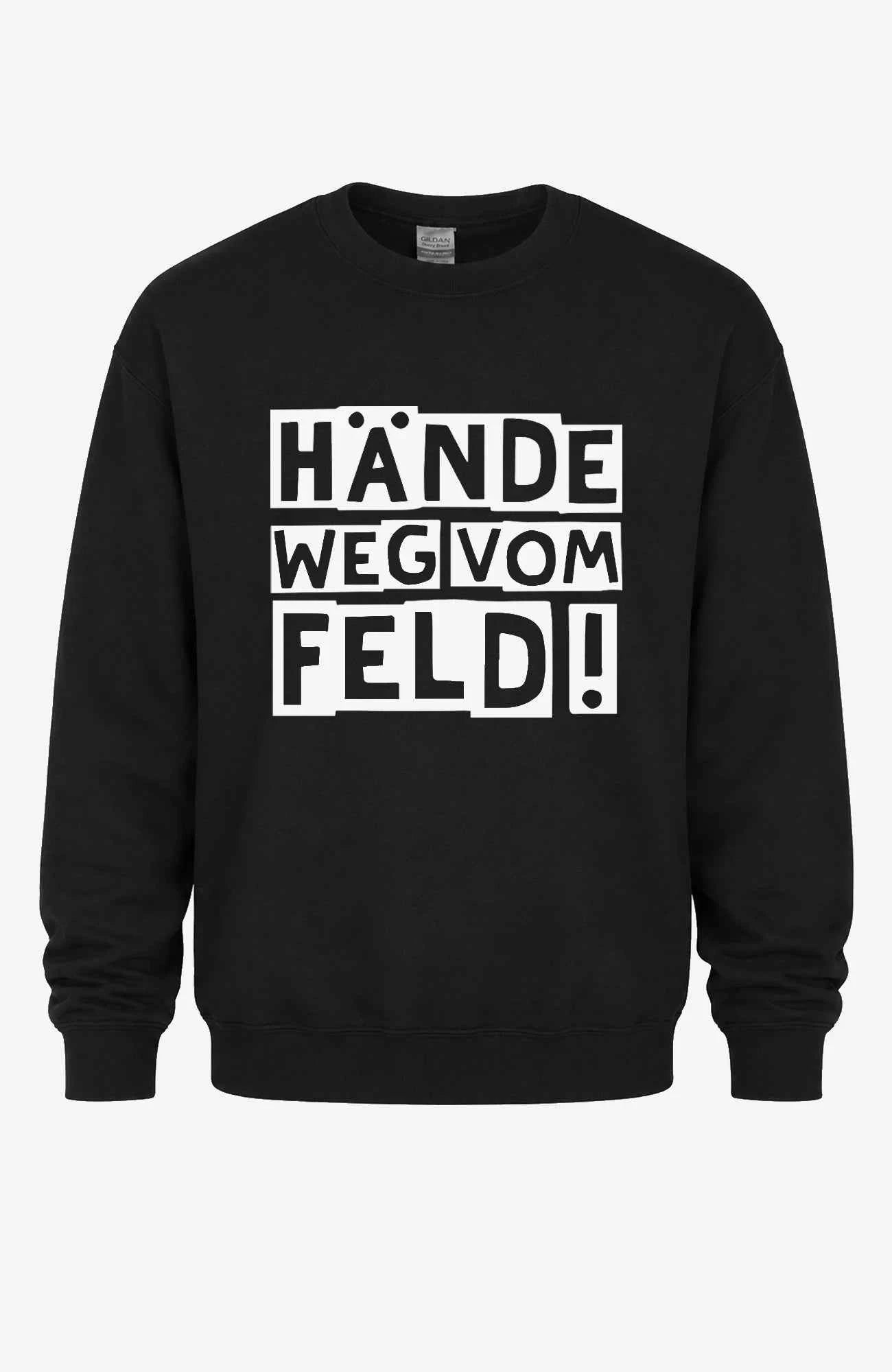 Hände weg vom Feld! | Unisex | Pullover | Tempelhofer Feld Berlin Statement Sweatshirt Schwarz Sweatshirt Tempelhofer_Feld_-_Pullover_-_Schwarz_-_Sandfarben-_Front_-_EnrolDesign_-_EnrolShop