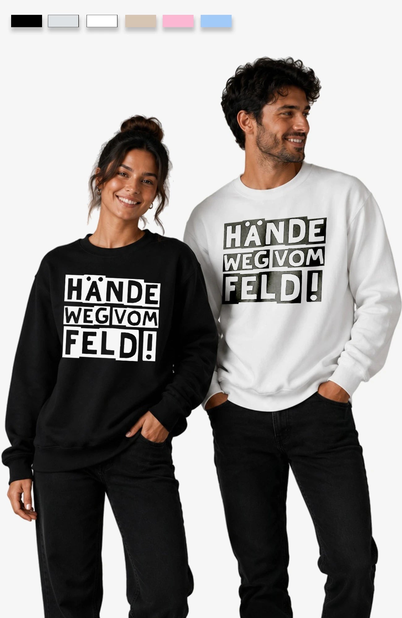 Hände weg vom Feld! | Unisex | Pullover | Tempelhofer Feld Berlin Statement Sweatshirt Sweatshirt Tempelhofer_Feld_-_Pullover_-_Titelbild_mit_Farben_-_Sandfarben-_Front_-_EnrolDesign_-_EnrolShop