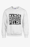 Hände weg vom Feld! | Unisex | Pullover | Tempelhofer Feld Berlin Statement Sweatshirt Weiß Sweatshirt Tempelhofer_Feld_-_Pullover_-_Weiss_-_Sandfarben-_Front_-_EnrolDesign_-_EnrolShop