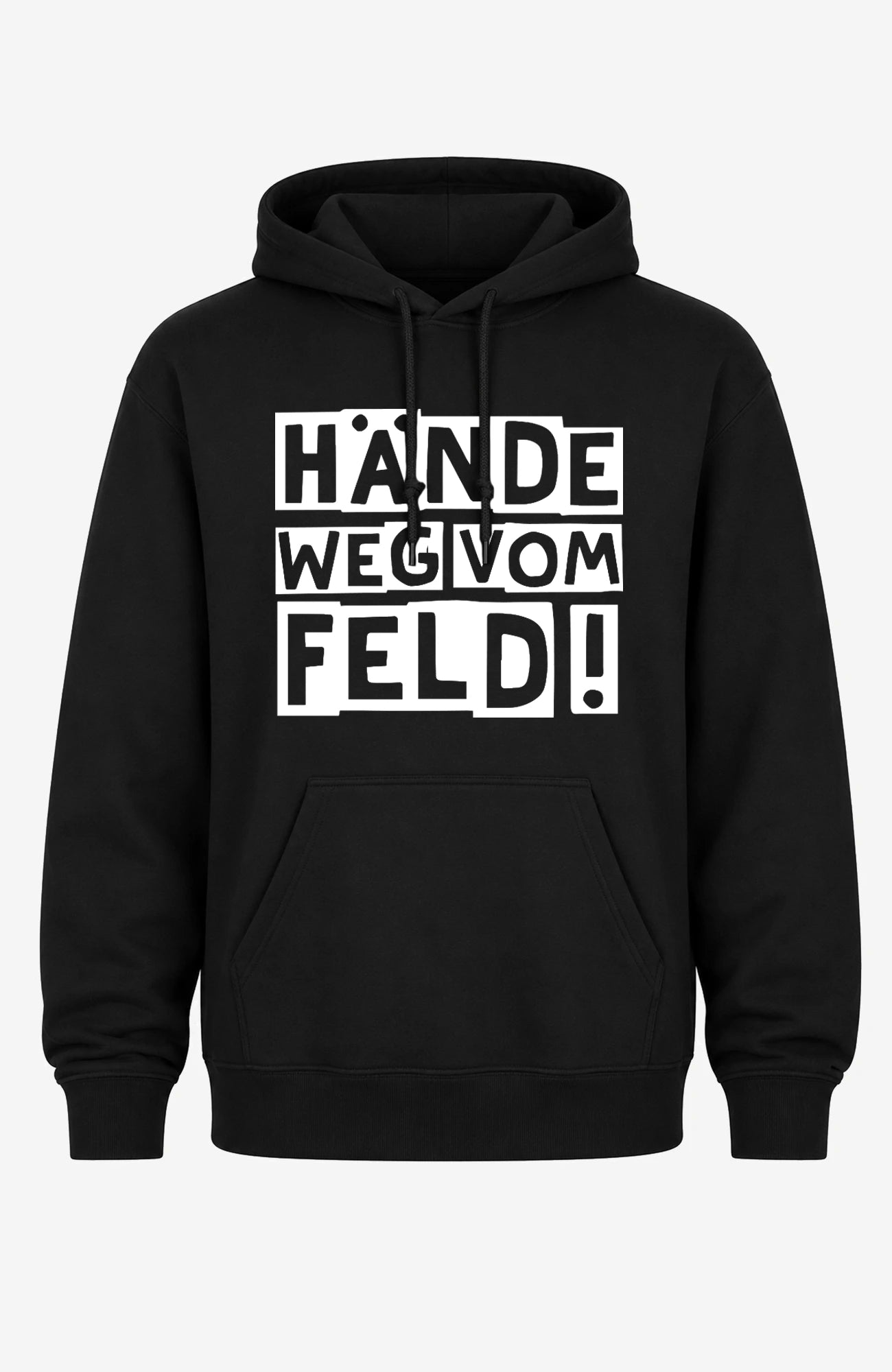 Hände weg vom Feld! | Hoodie | Unisex | Tempelhofer Feld Berlin Statement Hoodie Schwarz Hoodie Tempelhofer_Feld_-_Schwarz-_Sandfarben-_Front_-_EnrolDesign_-_EnrolShop