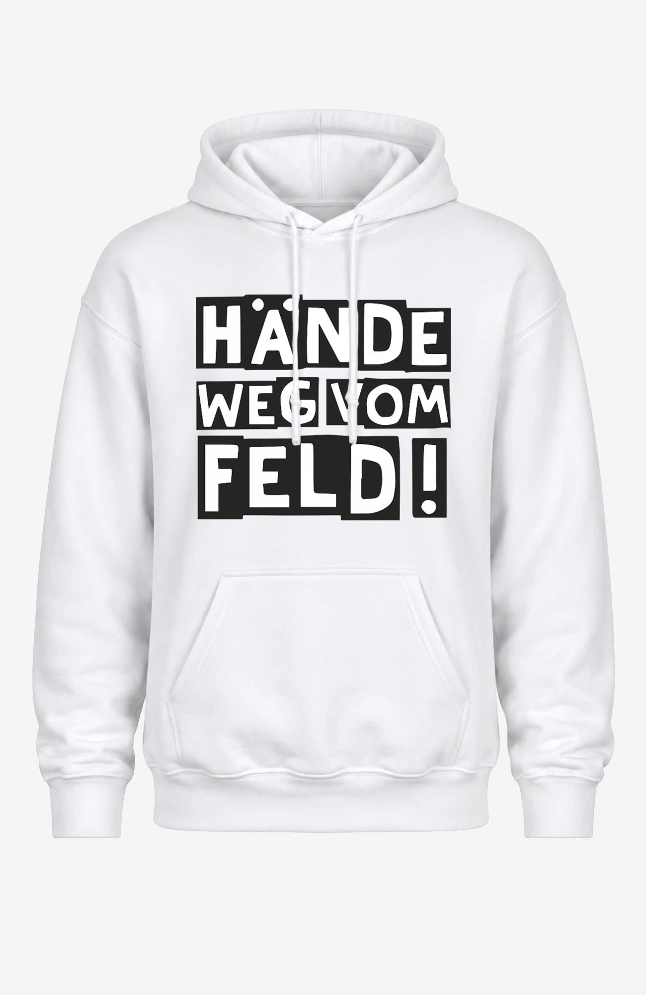 Hände weg vom Feld! | Hoodie | Unisex | Tempelhofer Feld Berlin Statement Hoodie Weiß Hoodie Tempelhofer_Feld_-_Weiss_-_Sandfarben-_Front_-_EnrolDesign_-_EnrolShop