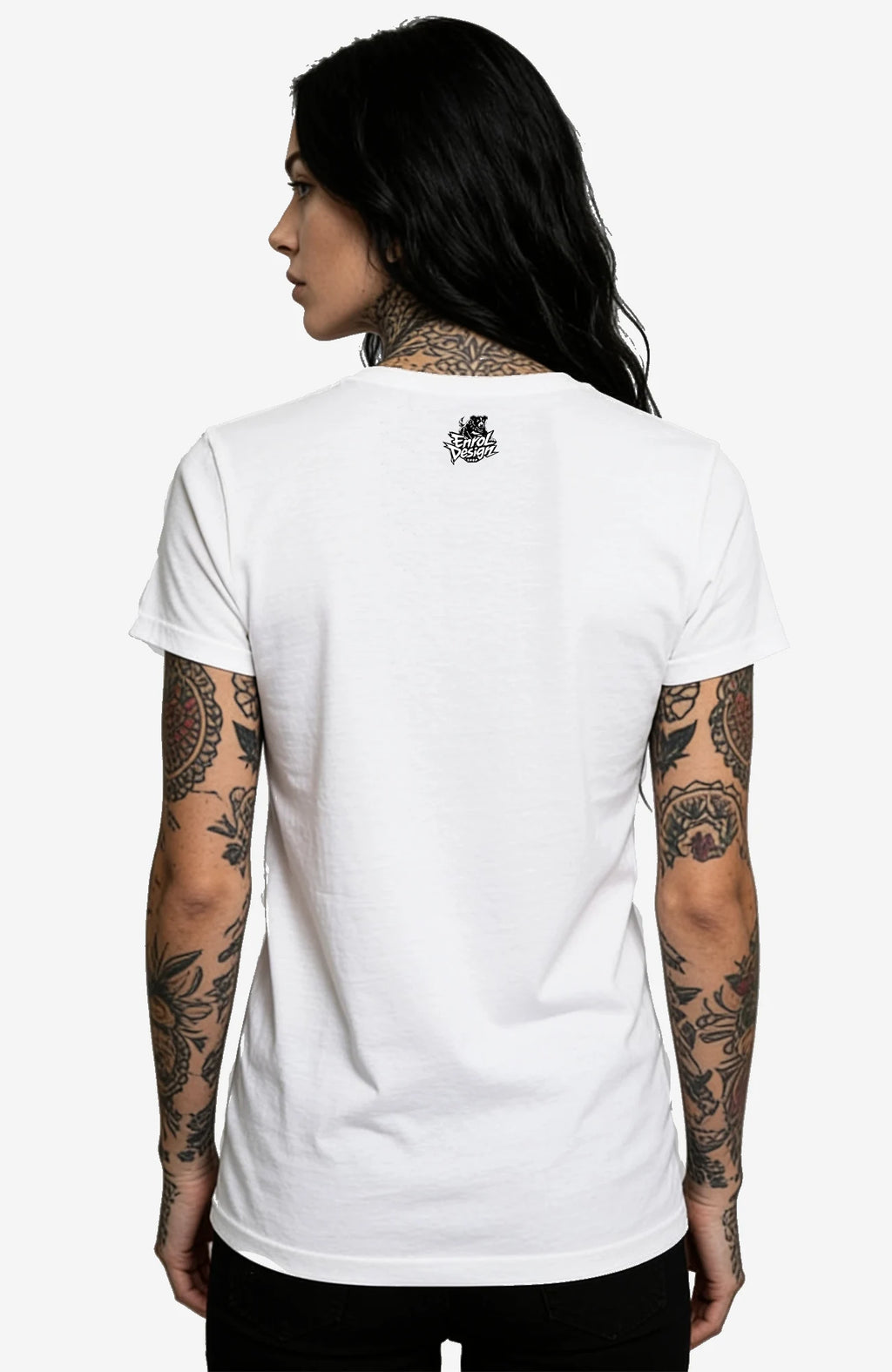 The Mountain Calls | T-Shirt | weiss | Skater T-Shirt Shirt TheMountainsCalls-EnrolDesign-streetwear-skater-T-Shirt-white-Back-Women01EnrolShop