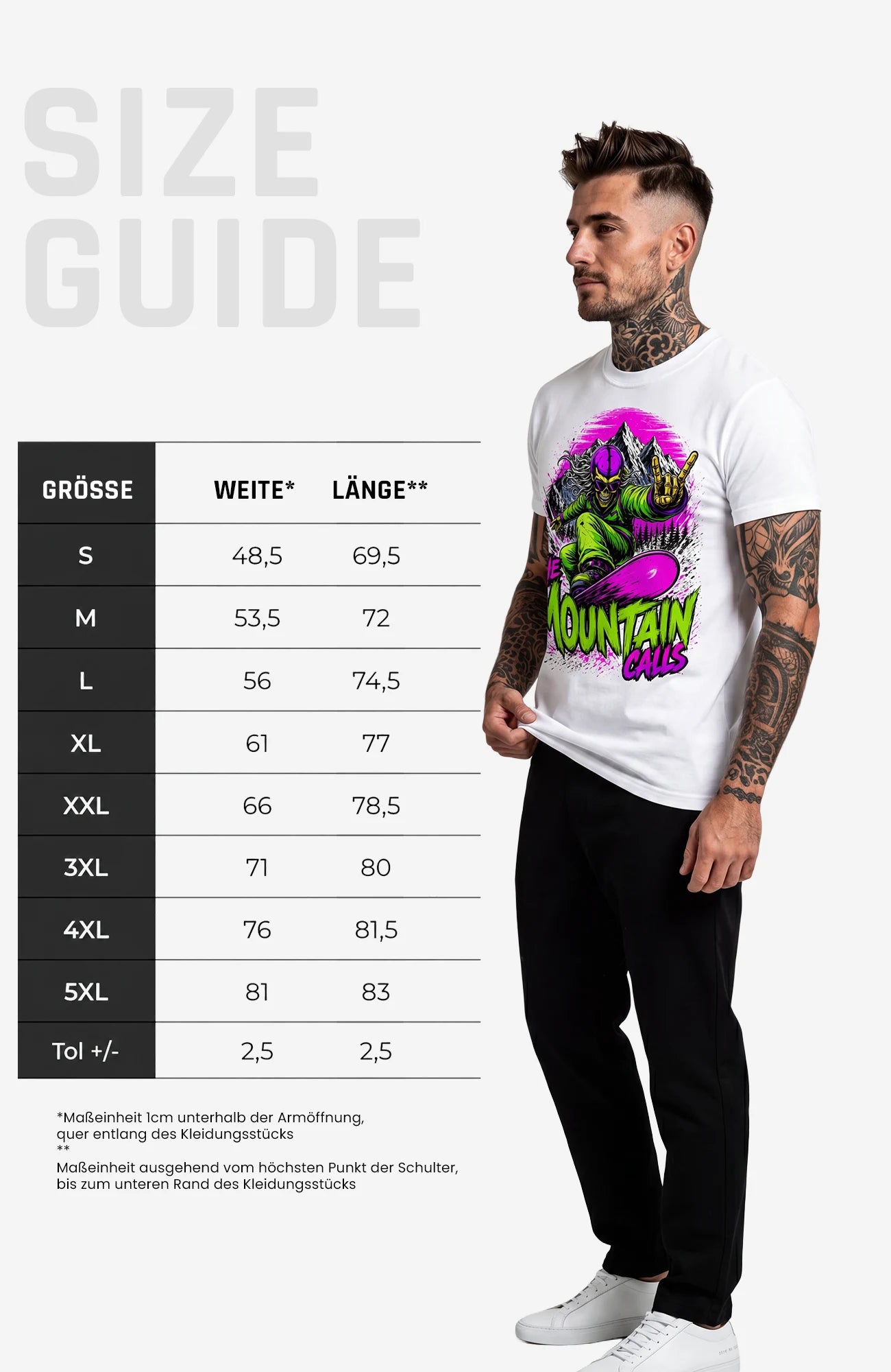 The Mountain Calls | T-Shirt | weiss | Skater T-Shirt Shirt TheMountainsCalls-EnrolDesign-streetwear-skater-T-Shirt-white-Front-Mann-SizeGuide-EnrolShop