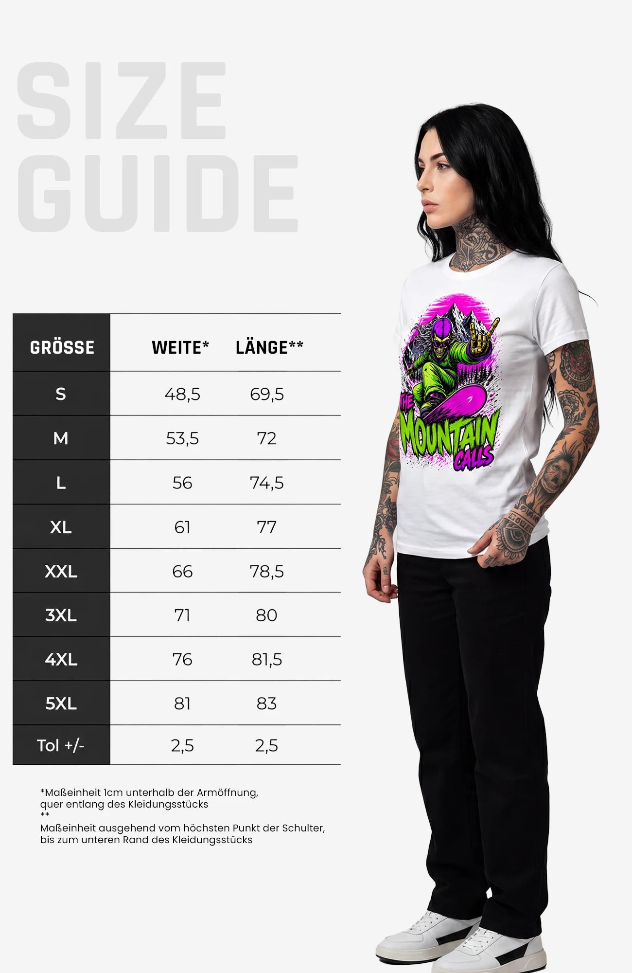 The Mountain Calls | T-Shirt | weiss | Skater T-Shirt Shirt TheMountainsCalls-EnrolDesign-streetwear-skater-T-Shirt-white-Front-Women-SizeGuide-EnrolShop
