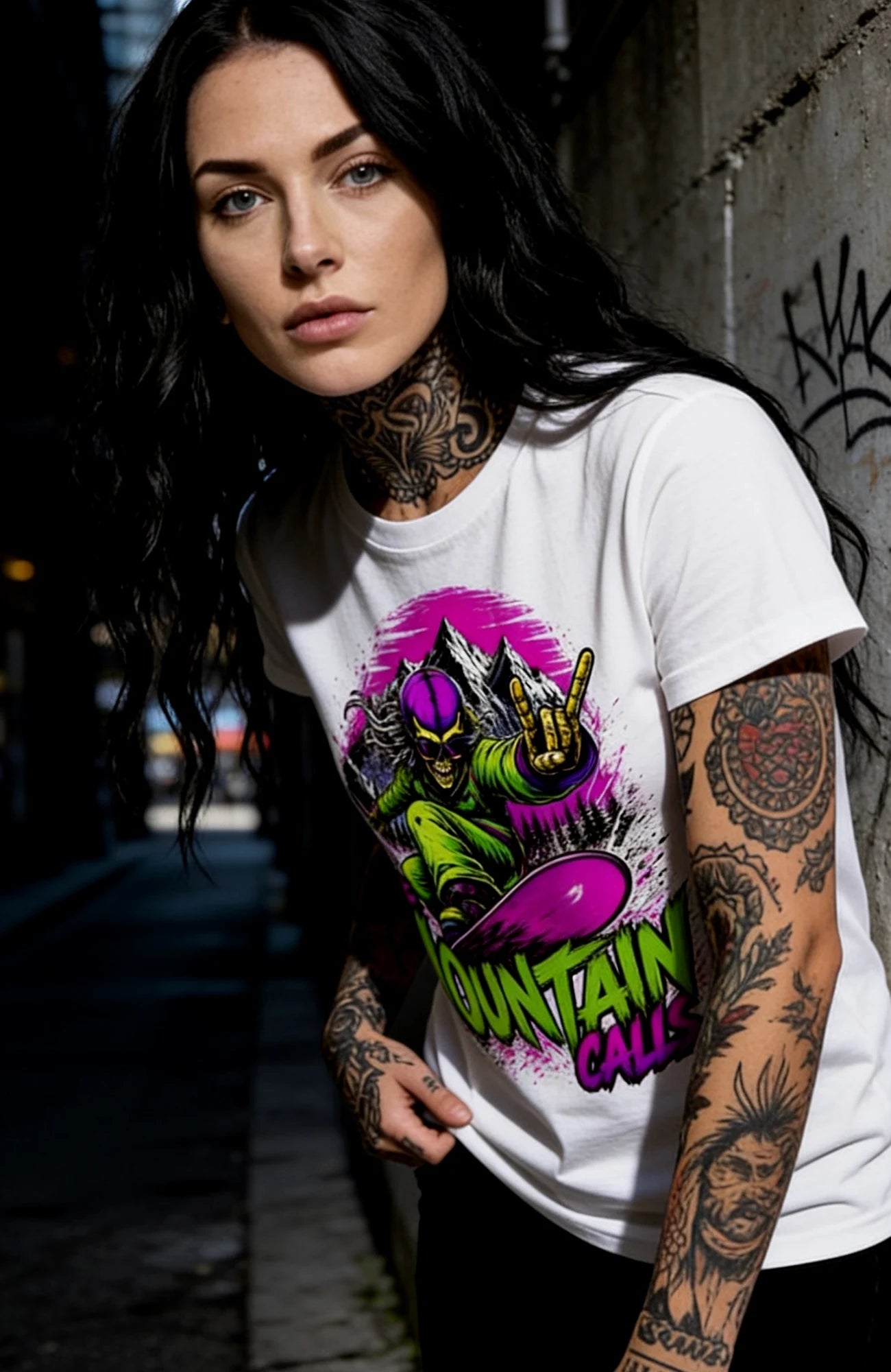 The Mountain Calls | T-Shirt | weiss | Skater T-Shirt Shirt TheMountainsCalls-EnrolDesign-streetwear-skater-T-Shirt-white-Front-Women02EnrolShop