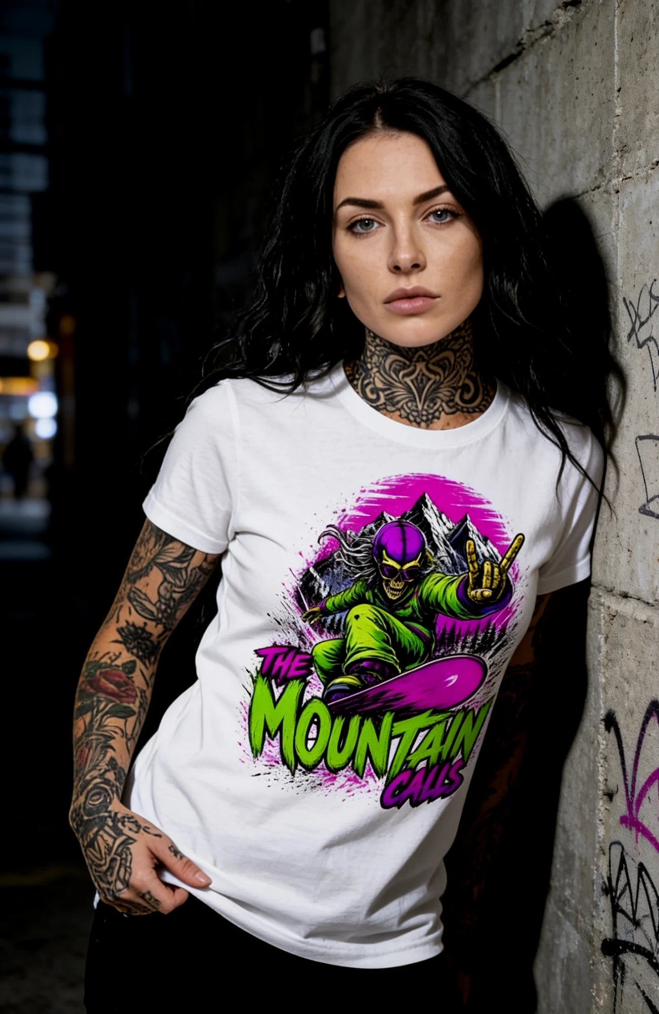 The Mountain Calls | T-Shirt | weiss | Skater T-Shirt Shirt TheMountainsCalls-EnrolDesign-streetwear-skater-T-Shirt-white-Front-Women03EnrolShop