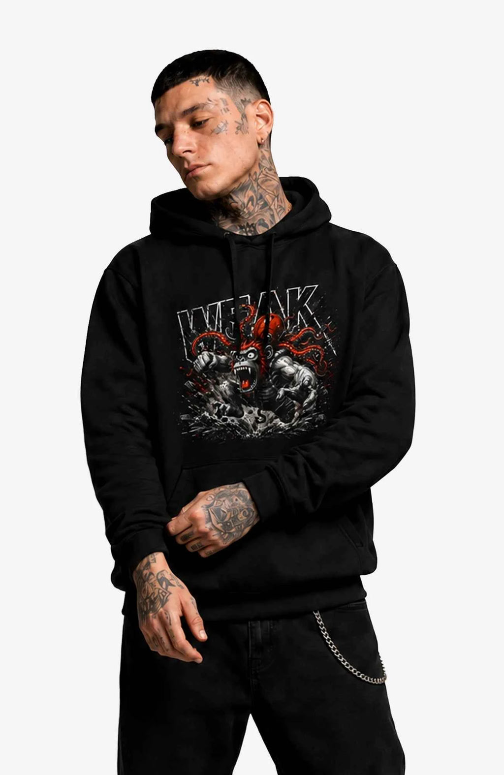 WEAK | Hoodie Herren | Dark Hoodie Weak-SkaterHoodie-streetwear-Hoodie-Black-Front-EnrolDesign-EnrolShopMann01
