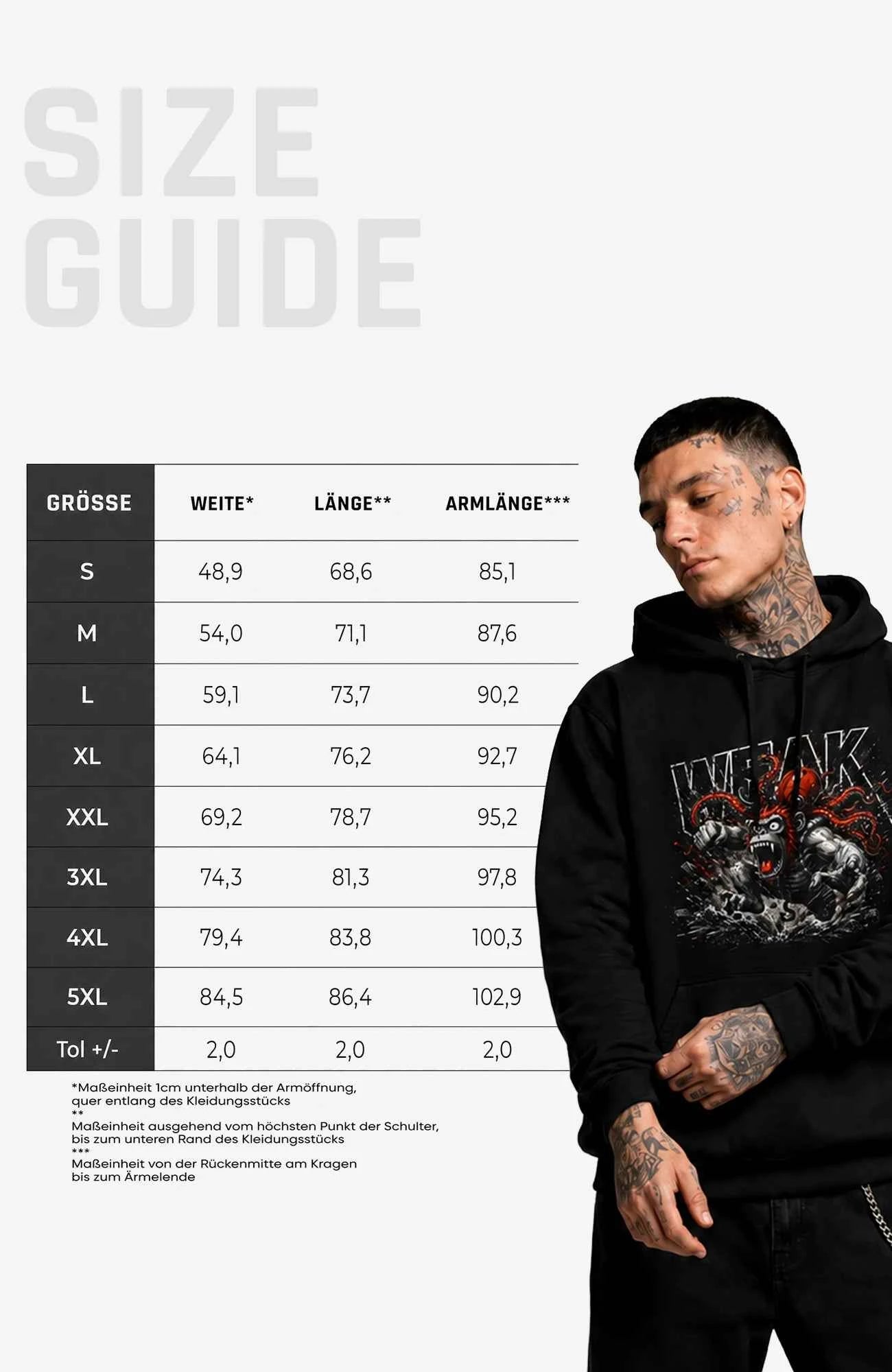WEAK | Hoodie Herren | Dark Hoodie Weak-SkaterHoodie-streetwear-Hoodie-Black-Front-EnrolDesign-EnrolShopMann01SizeGuide