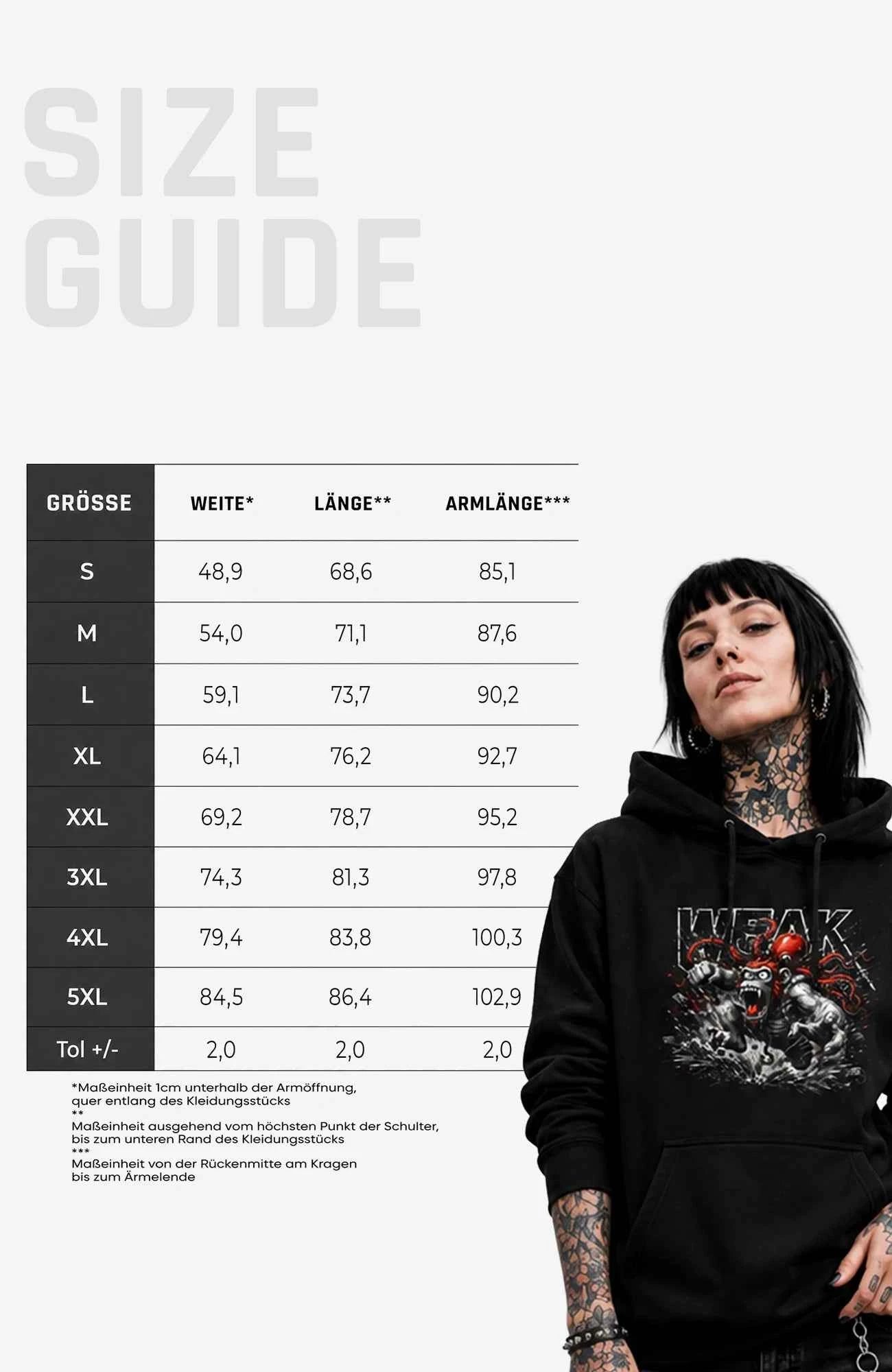 WEAK | Hoodie Damen | Schwarz Hoodie Weak-SkaterHoodie-streetwear-Hoodie-Black-Front-EnrolDesign-EnrolShopWomenSizeGuide